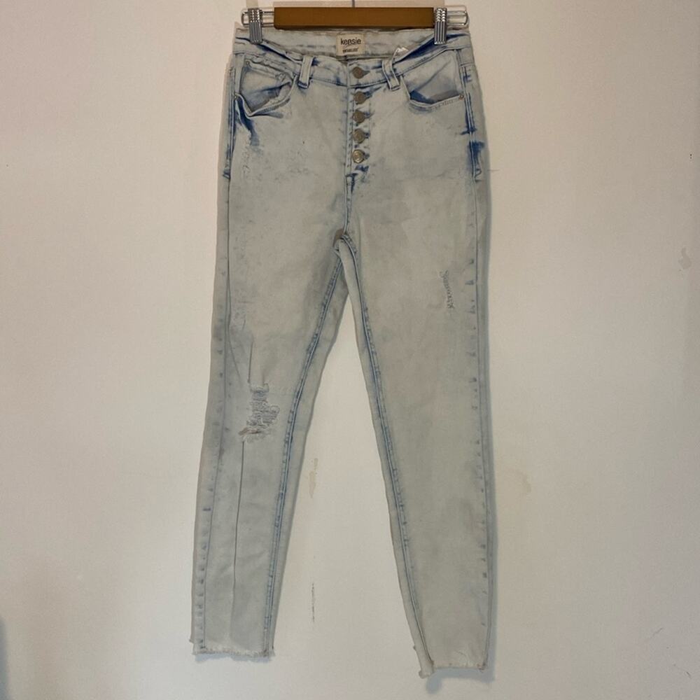 Kensie Vintage Luxe Acid Wash Light  Ripped Skinny Jeans Size 4/27